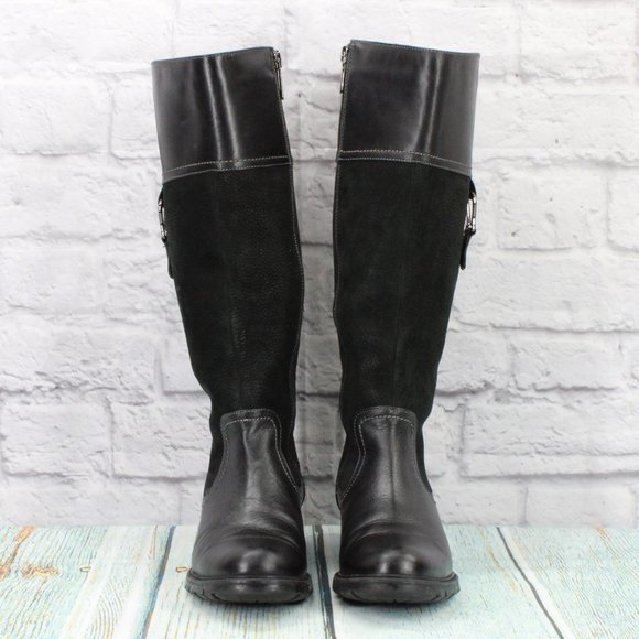 Blondo Black Leather Side Zipper Aqua Protect Tall Riding Boots Size 7.5 Medium - Picture 4 of 10